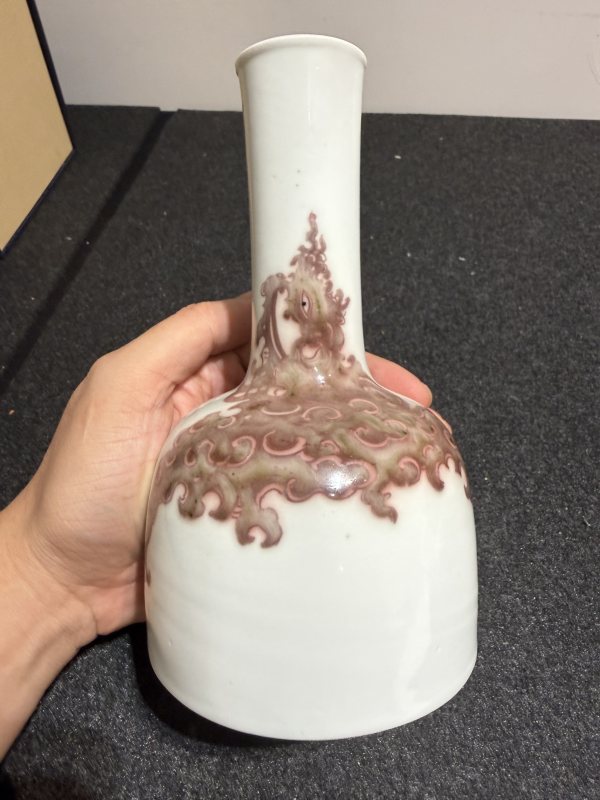 清康熙 青花釉裏紅搖鈴尊 - 图3