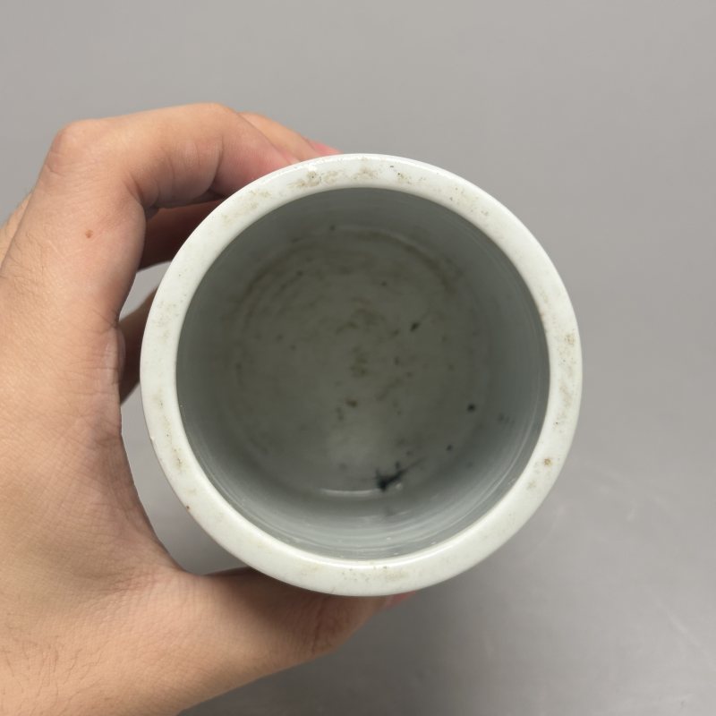 清中期 青花鱼化龙纹笔筒 - 图4