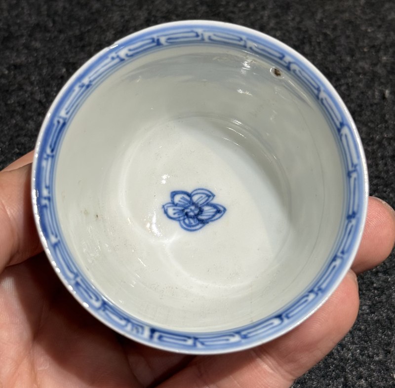 清康熙 青花花卉紋杯碟三套 - 图19