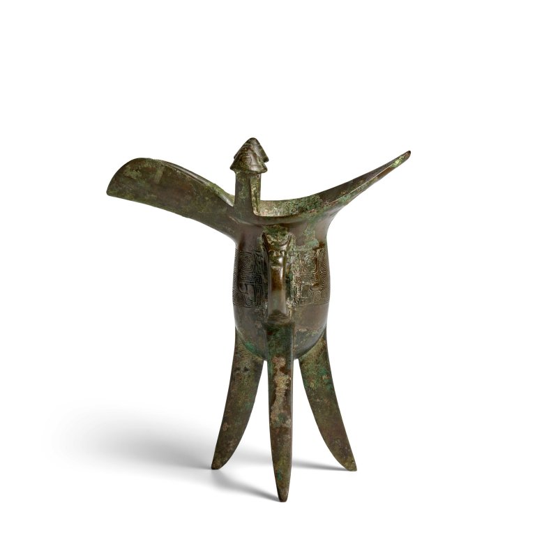 商晚期 青銅祖癸爵 | AN ARCHAIC BRONZE LIBATION WINE CUP, JUE - 图5