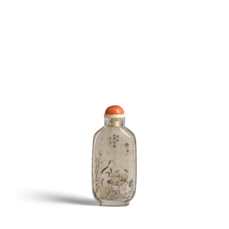 丙申（1896年）馬少宣 水晶內畫「耄耋富貴」圖鼻煙壺一件 | AN INSIDE-PAINTED CRYSTAL SNUFF BOTTLE - 图3