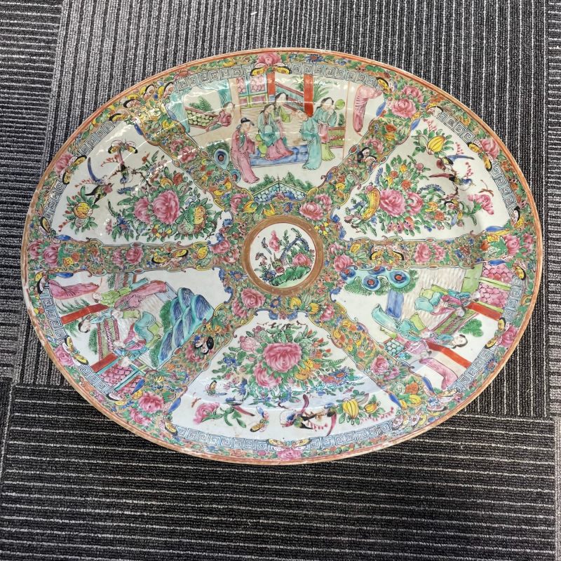 清晚期 广彩花鸟人物纹盘 - 图5
