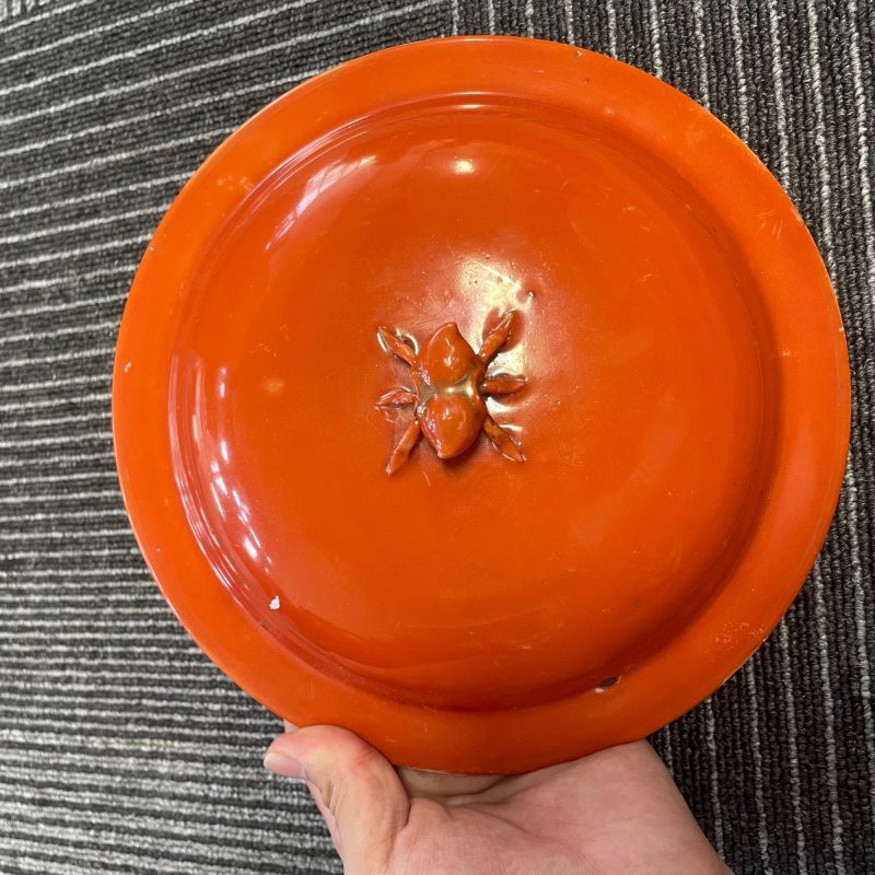 民国 珊瑚红地描金祝寿纹粥罐 - 图10