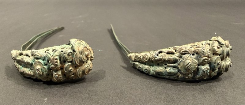 銀質高浮雕祥雲花卉紋發釵一對 - 图3