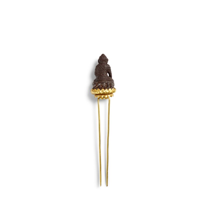 明 嵌銅佛金髮釵 | A BRONZE-BUDDHA-MOUNTED GOLD HAIRPIN - 图3