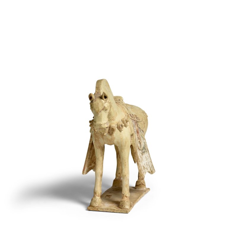 隋 草黃釉陶鞍馬 | A STRAW-GLAZED POTTERY CAPARISONED HORSE - 图6