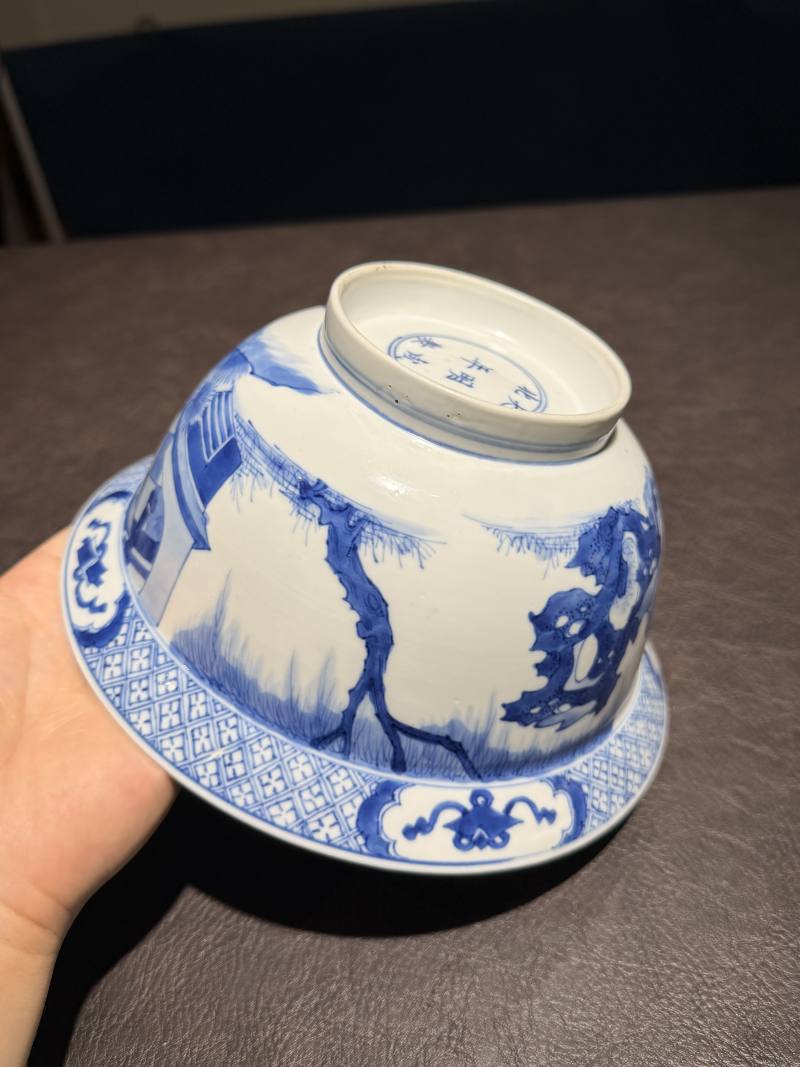 清康熙 青花人物图大碗 - 图11