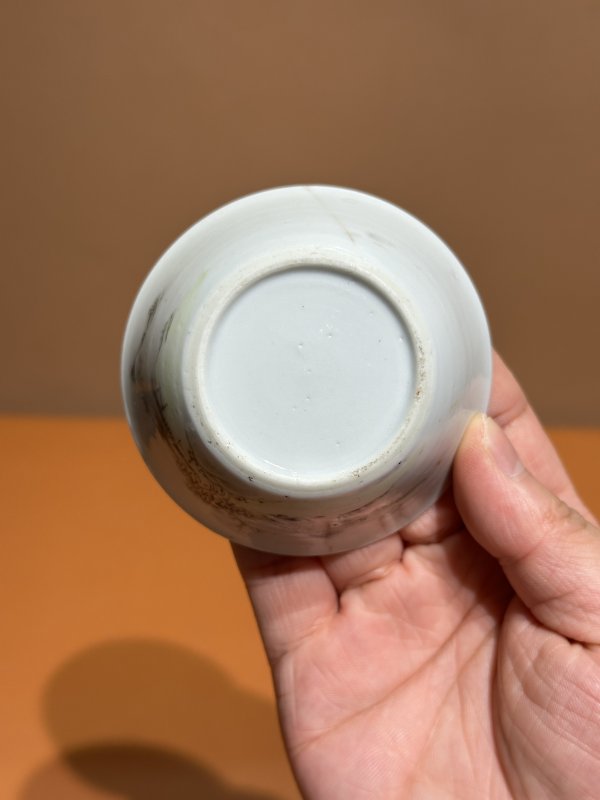 清雍正 墨彩山水纹马蹄杯 - 图6