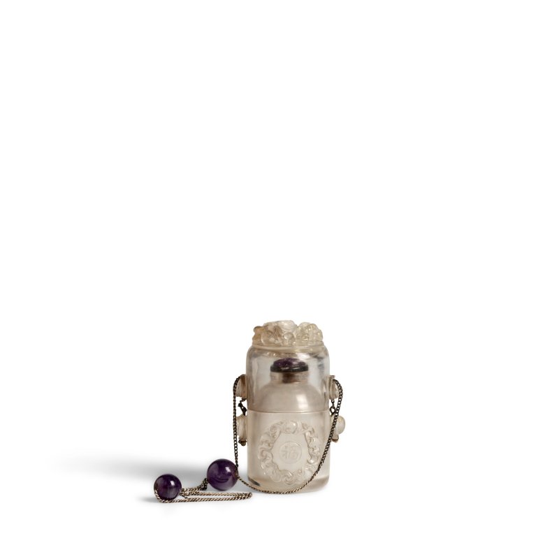 清 水晶五福「古希天子」鼻煙壺一件 | AN UNUSUAL ROCK CRYSTAL 'CANTEEN' SNUFF BOTTLE - 图6