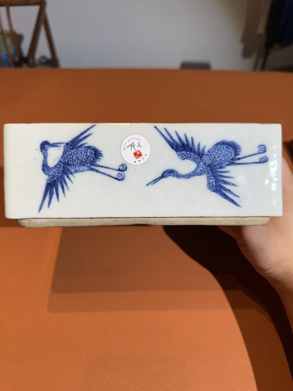 清嘉庆 青花云鹤纹茶盒 - 图4