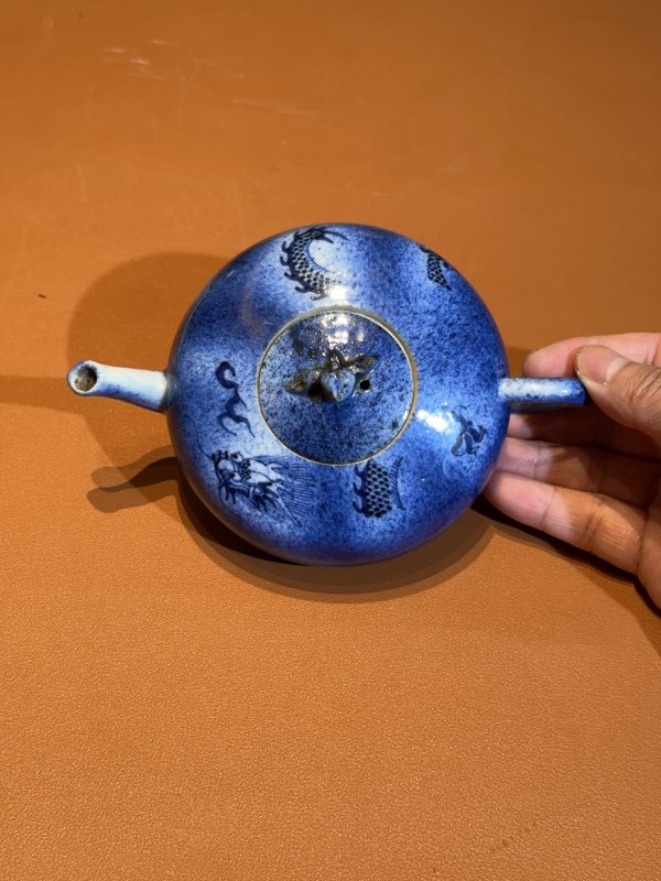 清道光 唐英风格青花云龙纹茶壶 - 图5