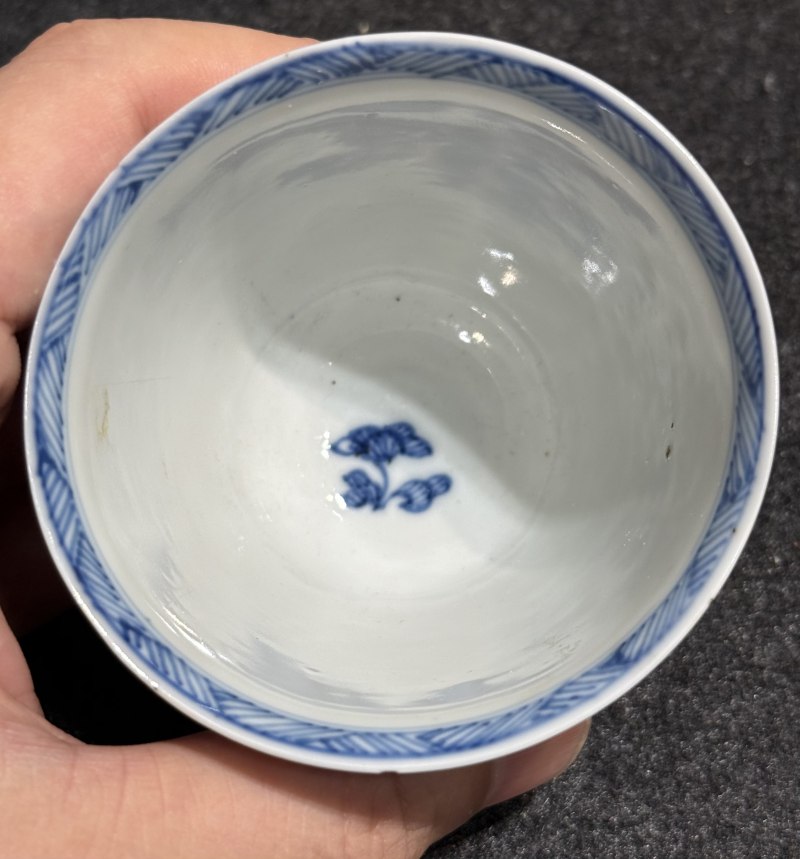 清康熙 青花花卉紋杯碟三套 - 图15