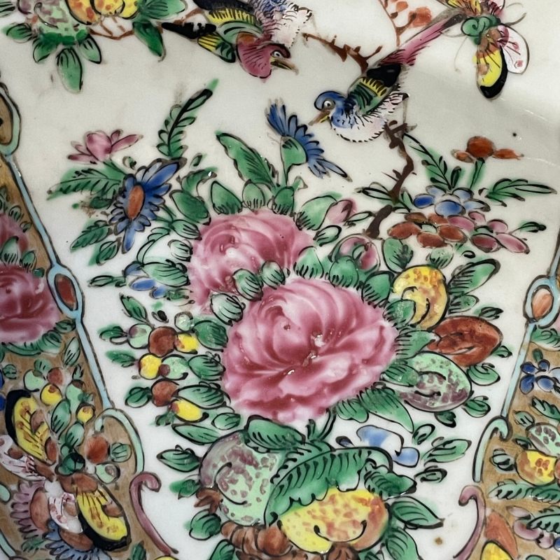 清晚期 广彩花鸟人物纹盘 - 图8