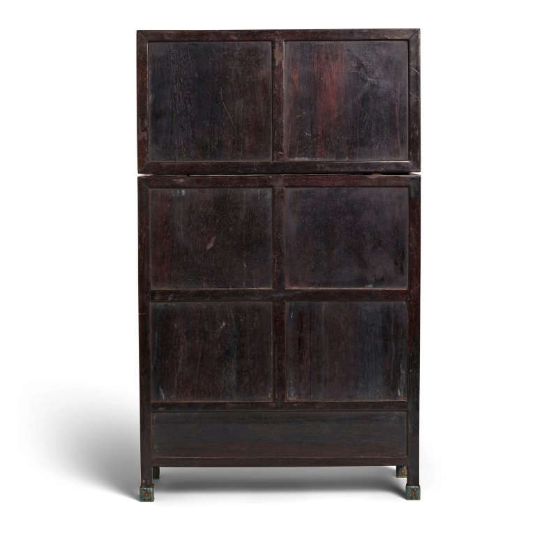 十八/十九世紀 紫檀雕雲龍紋袖珍頂箱櫃 | A MINIATURE ZITAN COMPOUND CABINET AND HAT CHEST, DINGXIANGGUI - 图4