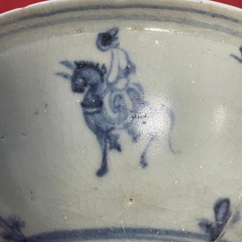 明 青花高士骑驴图小碗 - 图12
