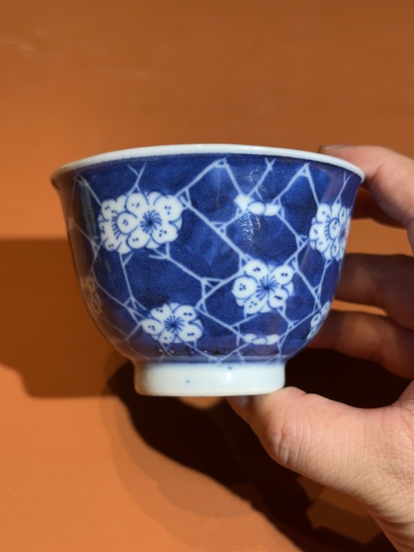 清道光 青花冰梅纹茶圆一对 - 图3