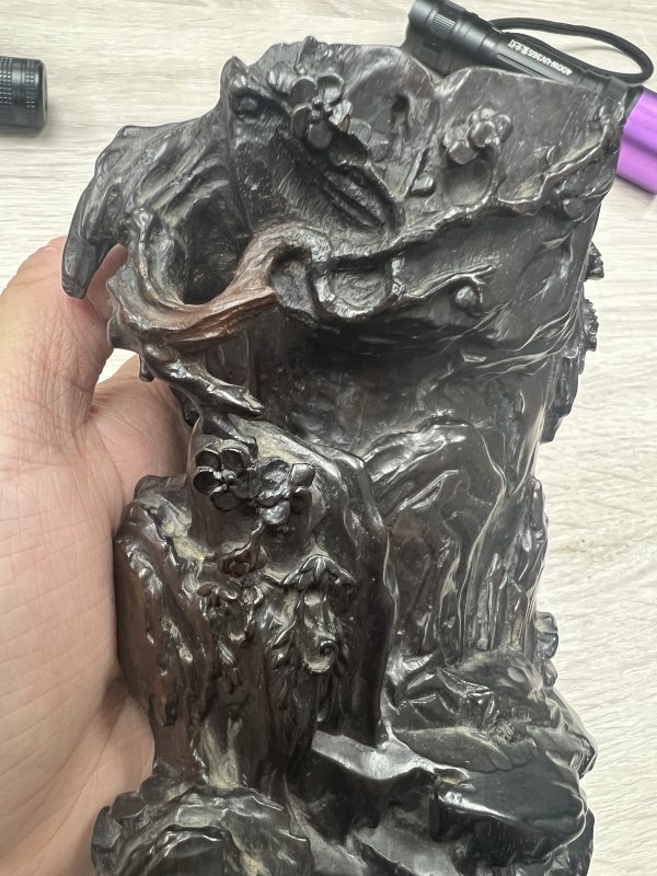 清 紫檀隨形筆筒 - 图7