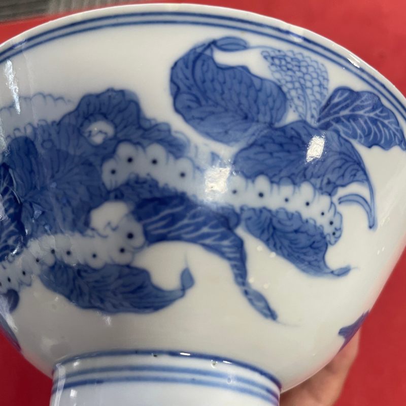民国 青花蚕食图碗 - 图13