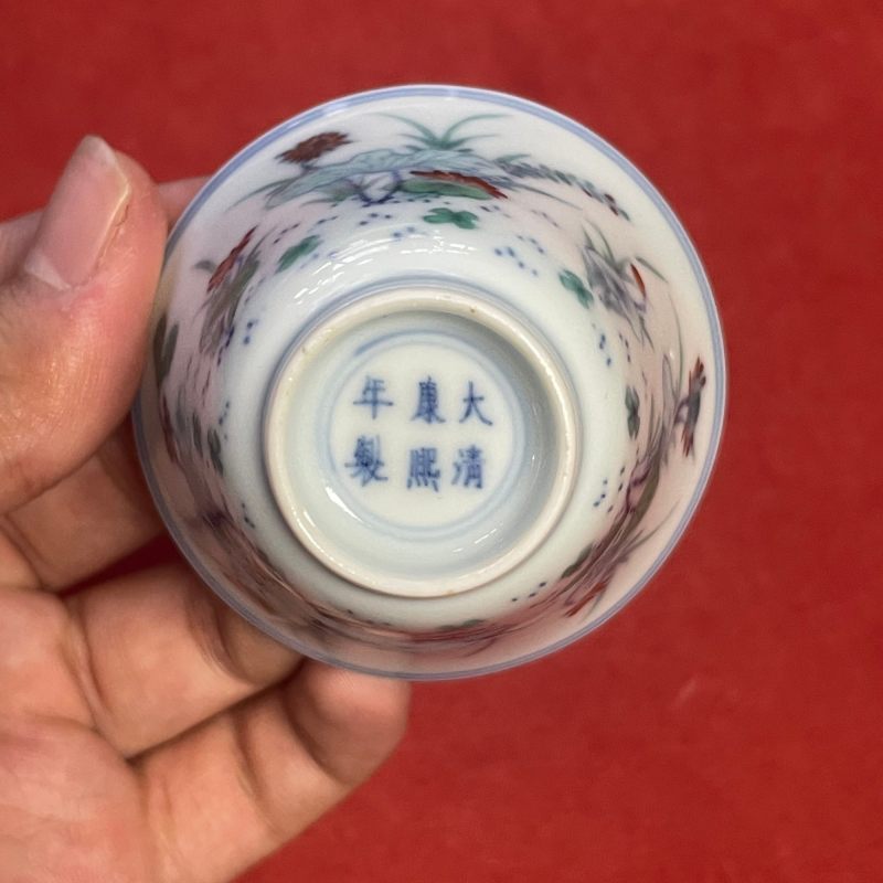 清康熙 斗彩荷塘清趣纹杯 - 图9