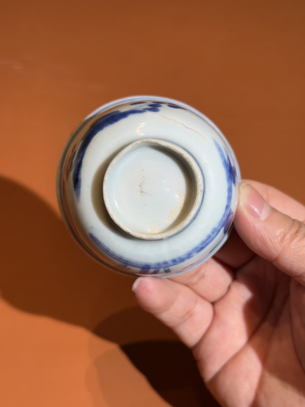 明万历 青花鸟竹纹深腹杯 - 图8