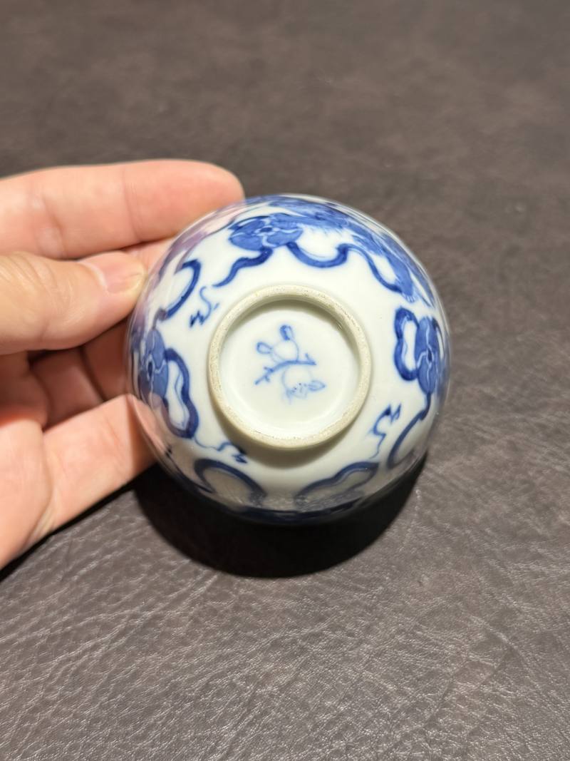 清道光 青花狮子绣球盖杯 - 图11