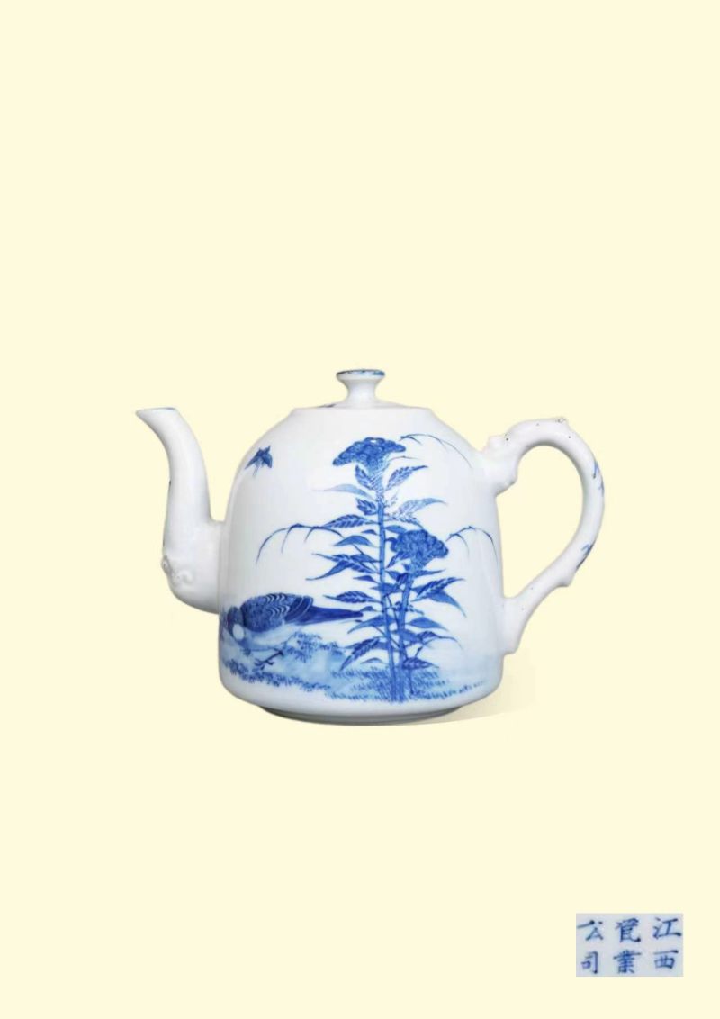 民国 王步风格青花芦雁图壶 - 图1