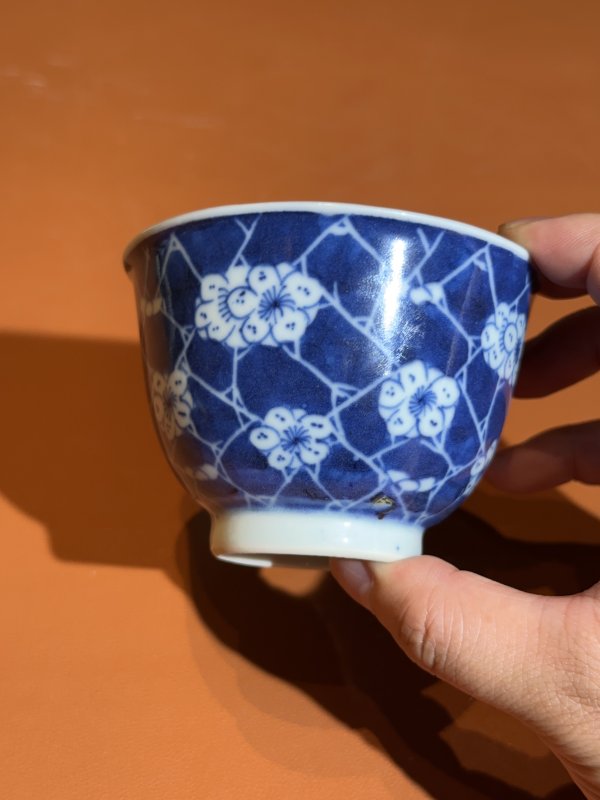 清道光 青花冰梅纹茶圆一对 - 图4