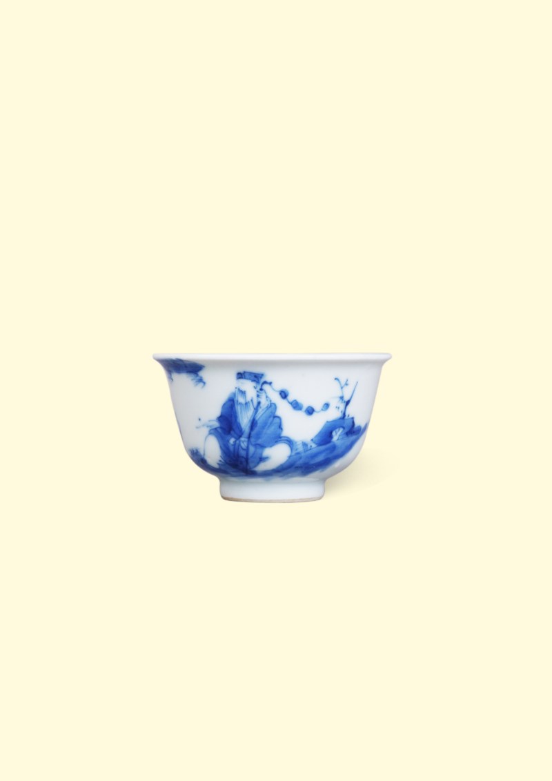 晚清 清晚期 青花“苏武牧羊”图杯