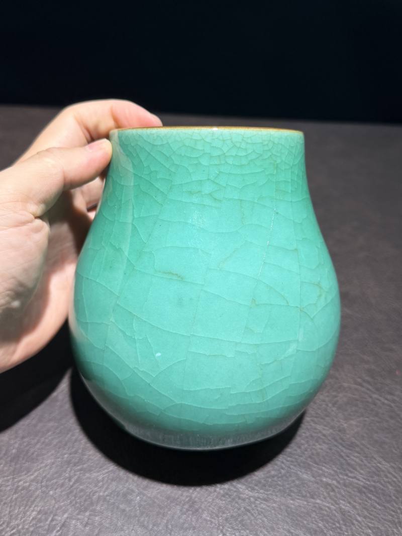 清雍正 郎绿釉花囊 - 图4