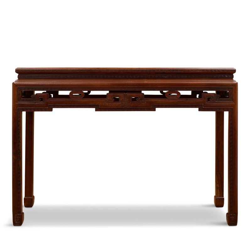 十九世紀 花梨有束腰羅鍋棖卡子花條桌 | A CARVED HUALI SIDE TABLE - 图4