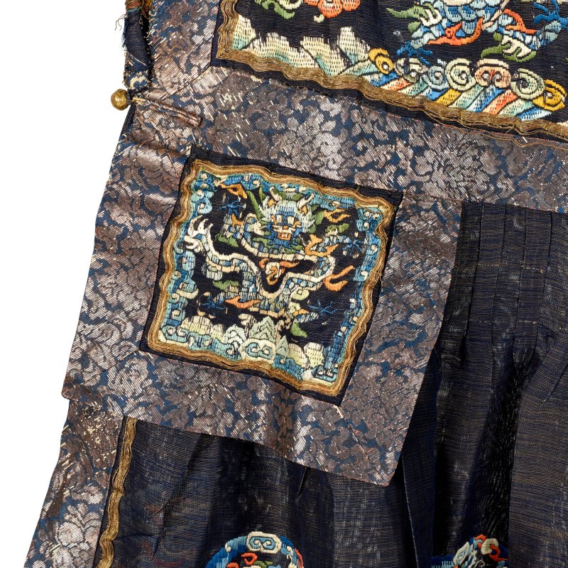十九世紀 石青地納紗繡雲蝠龍紋朝袍 | A MIDNIGHT-BLUE EMBROIDERED GAUZE COURT ROBE, CHAO PAO - 图18