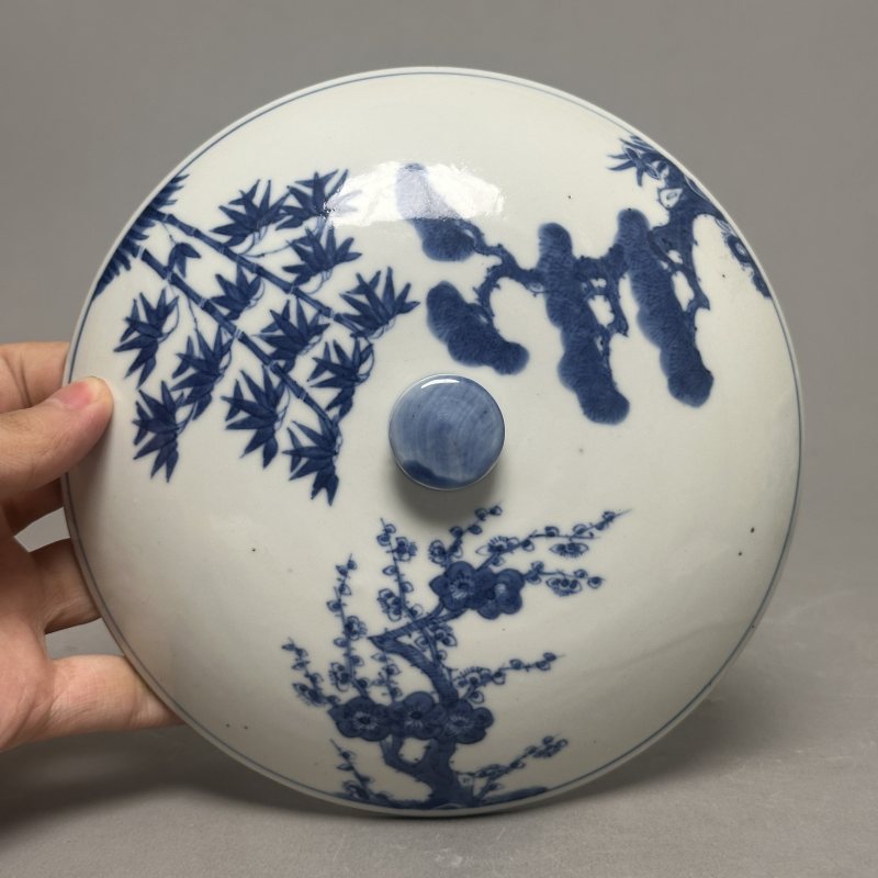 清光绪 青花岁寒三友图温锅 - 图4