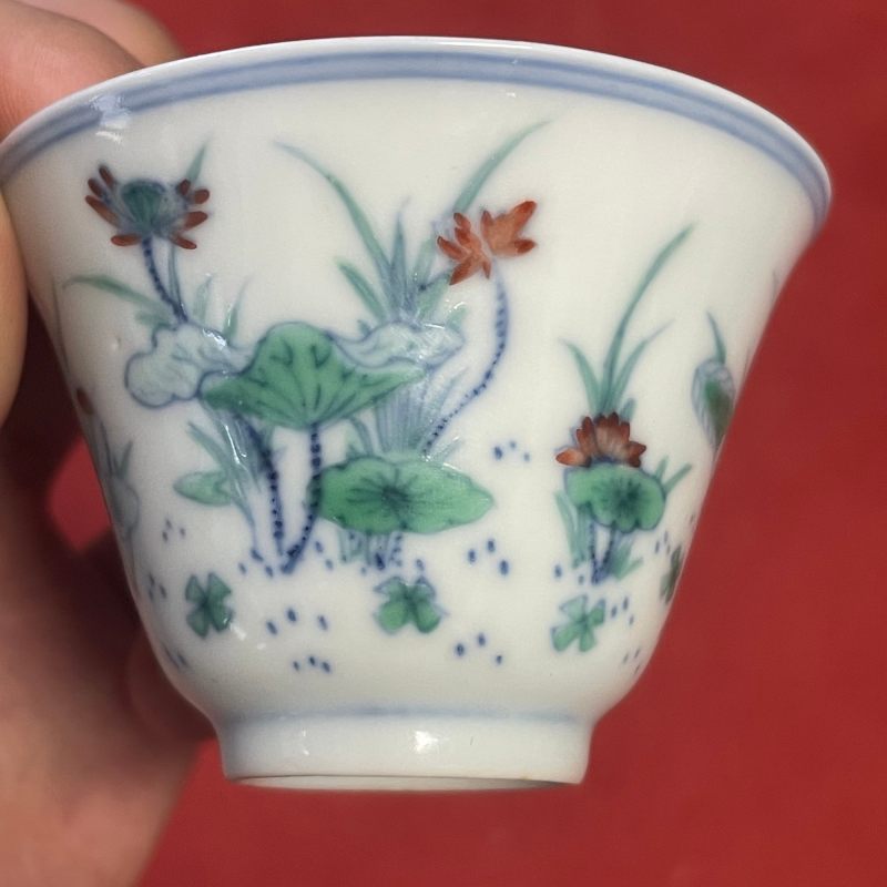 清康熙 斗彩荷塘清趣纹杯 - 图12