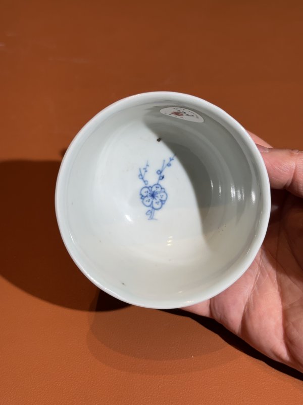 清道光 青花冰梅纹茶圆一对 - 图6