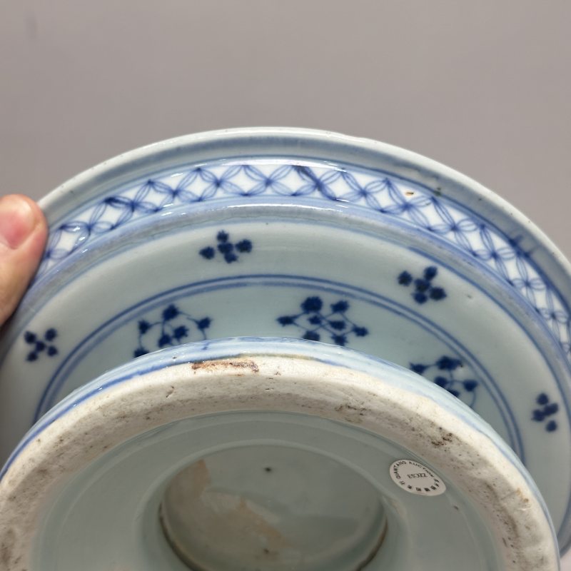 清雍正 青花花鸟供盘 - 图4