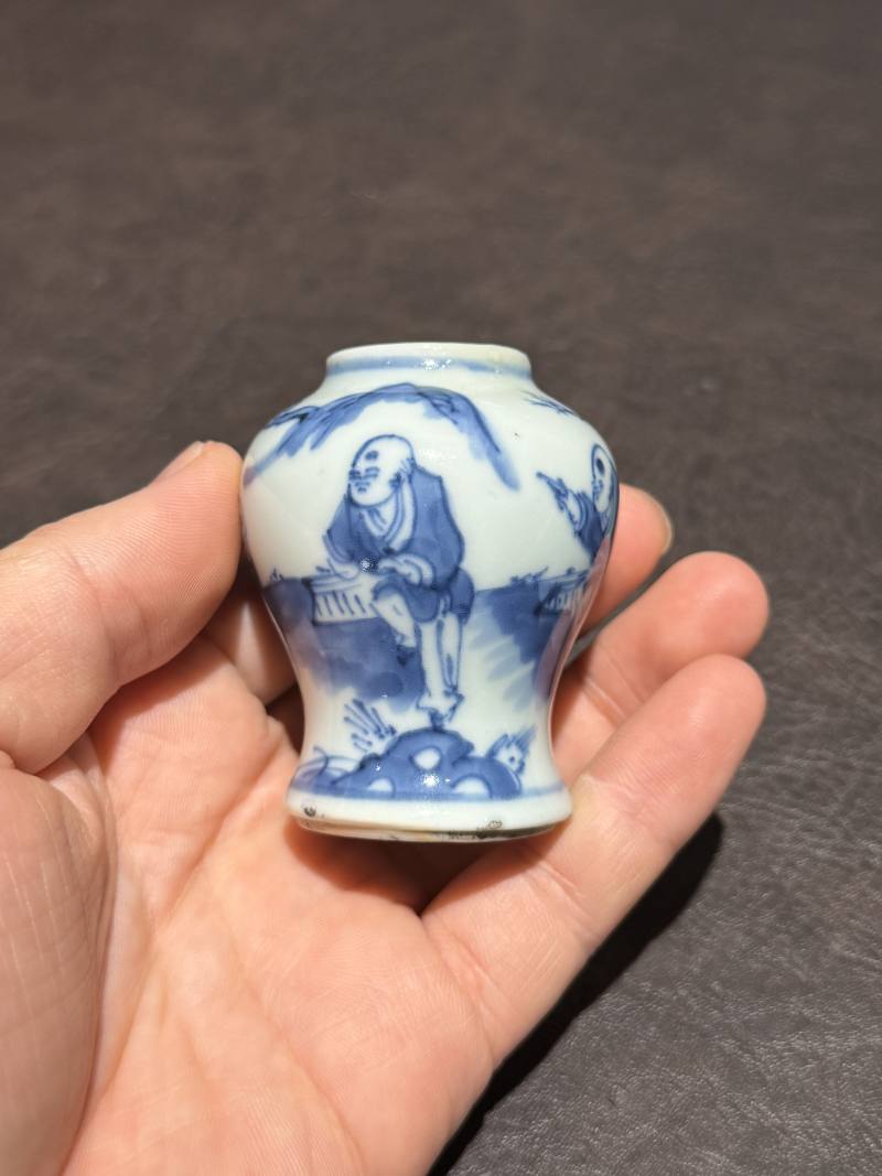 清中期 青花婴戏图将军罐 - 图9