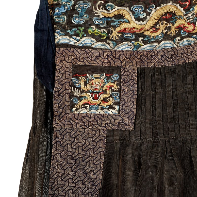 十九世紀 石青地納紗繡趕珠龍紋朝裙 | A MIDNIGHT-BLUE EMBROIDERED GAUZE COURT SKIRT, CHAO QUN - 图4