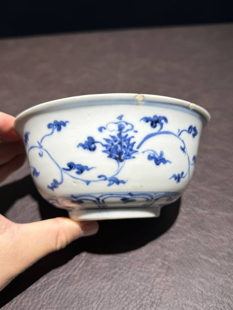明永乐 青花缠枝莲纹宫碗 - 图2