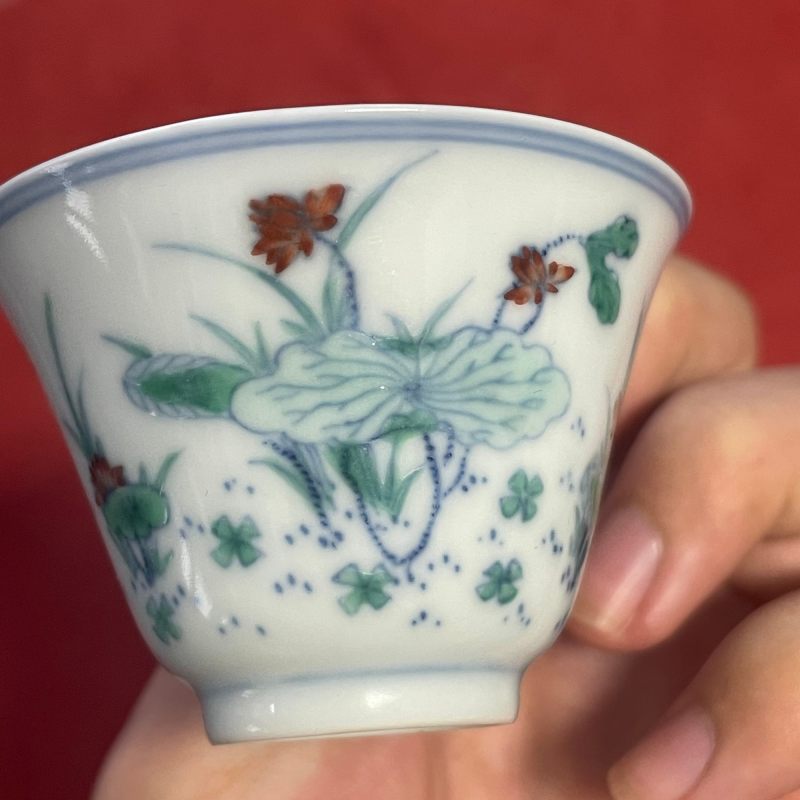 清康熙 斗彩荷塘清趣纹杯 - 图13