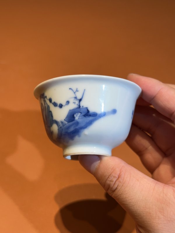 晚清 清晚期 青花“苏武牧羊”图杯 - 图4