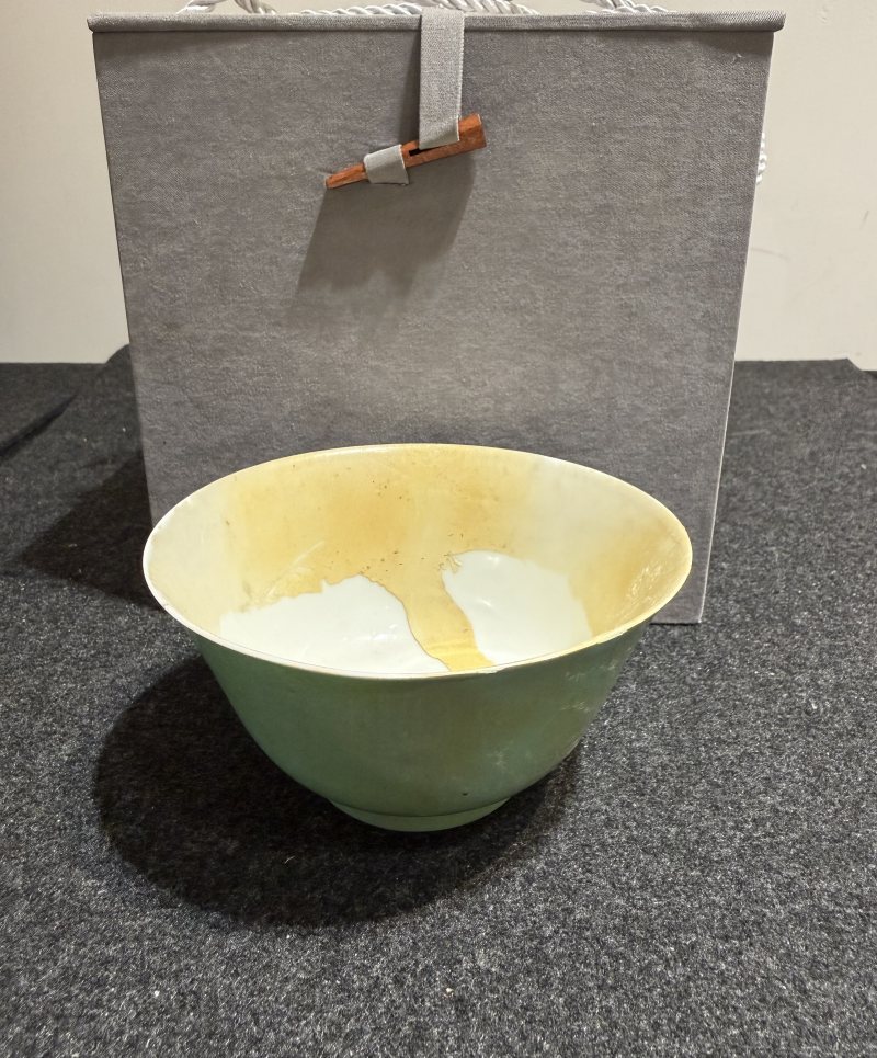 清嘉慶 松石綠釉茶碗 - 图2