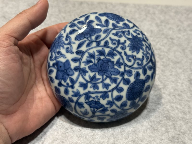 明萬歷 青花花卉紋印盒 - 图4