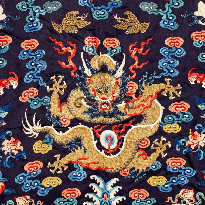 十九世紀 藏青地綉龍紋霞帔 | A SILK EMBROIDERED COURT VEST, XIAPEI - 图6