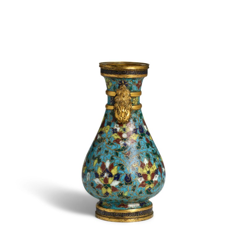 十五/十六世紀 掐絲琺瑯纏枝蓮紋鋪首耳壺 | A CLOISONNÉ ENAMEL 'LOTUS' PEAR-SHAPED VASE - 图4