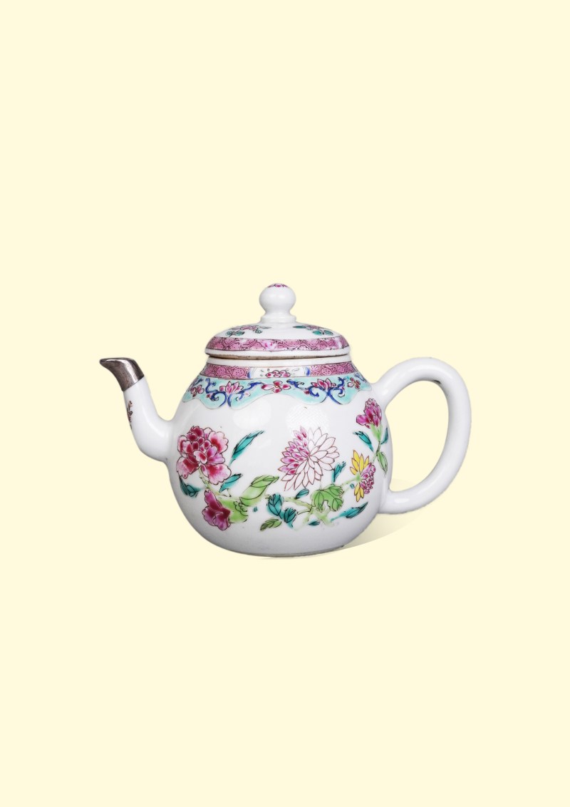 清雍正 粉彩花卉纹壶 - 图1