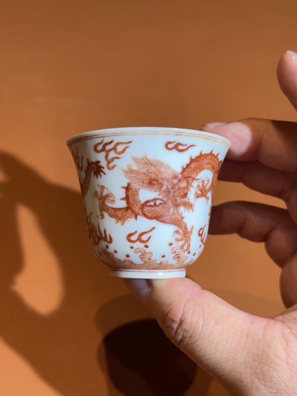清光绪 矾红云龙纹杯 - 图6
