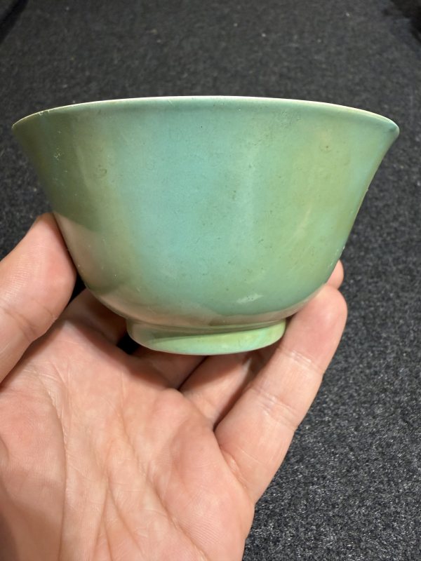 清嘉慶 松石綠釉茶碗 - 图3
