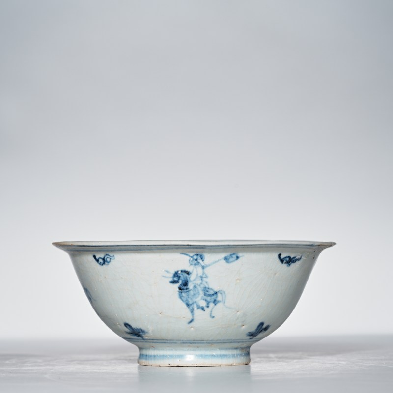 明 青花高士骑驴图小碗 - 图4