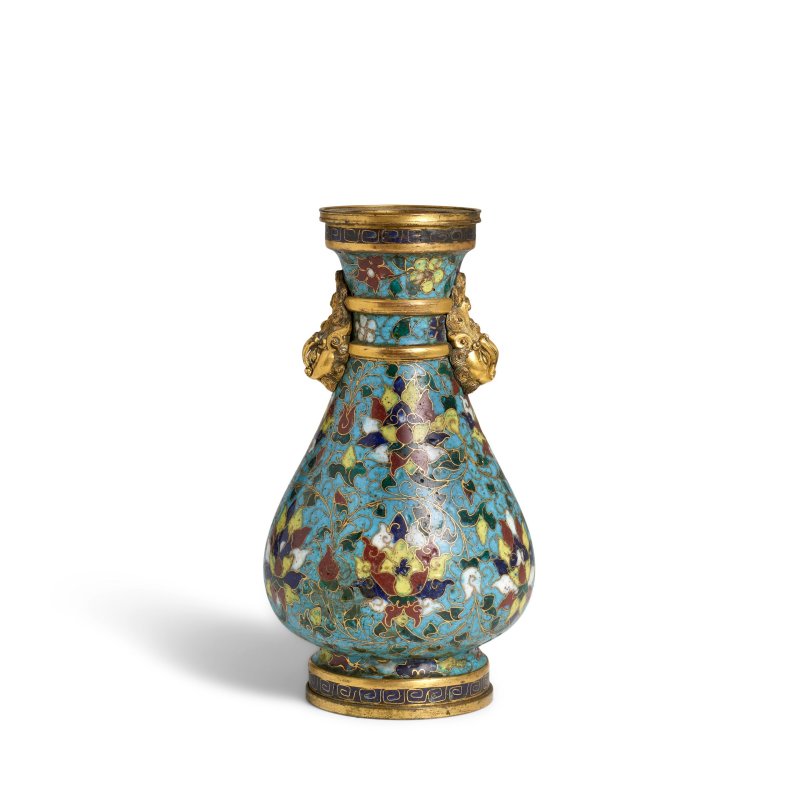 十五/十六世紀 掐絲琺瑯纏枝蓮紋鋪首耳壺 | A CLOISONNÉ ENAMEL 'LOTUS' PEAR-SHAPED VASE - 图5