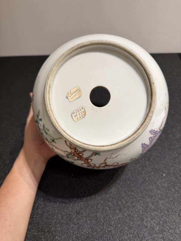 清 大雅齋風格粉彩花鳥紋花盆 - 图10